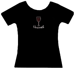 Black Tee, Clear Crystals with Red Crystal Wine