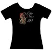 Black tee, colored crystals 