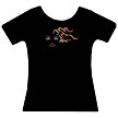 Black tee, colored crystals 