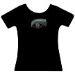 Black tee, colored crystals 