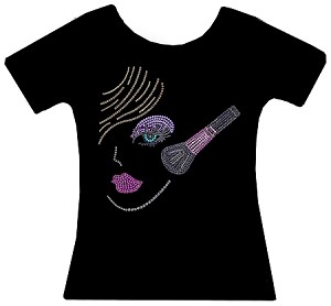 Black tee, colored crystals 