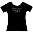 Black tee, clear crystals 