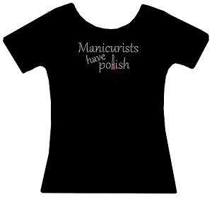 Black tee, clear crystals 