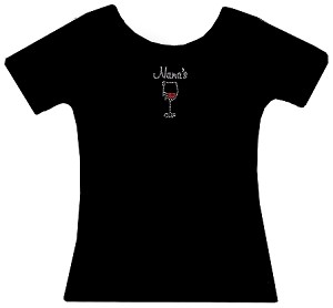 Black Tee, Clear & Colored Crystals 