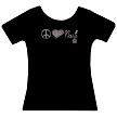 Black tee, colored crystals 