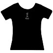 Black tee, clear crystals 