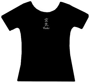 Black tee, clear crystals 