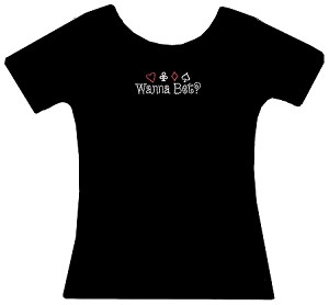 Black Tee with clear and red crystals 