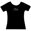 Black Tee with clear, red and green  crystals  
