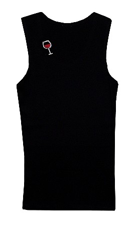 Black Tee, Clear Crystals with colored crystal accents 
